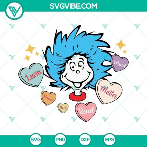 Dr Seuss Thing SVG featuring Learn Read Know design for conversation, ideal for crafts and digital projects.