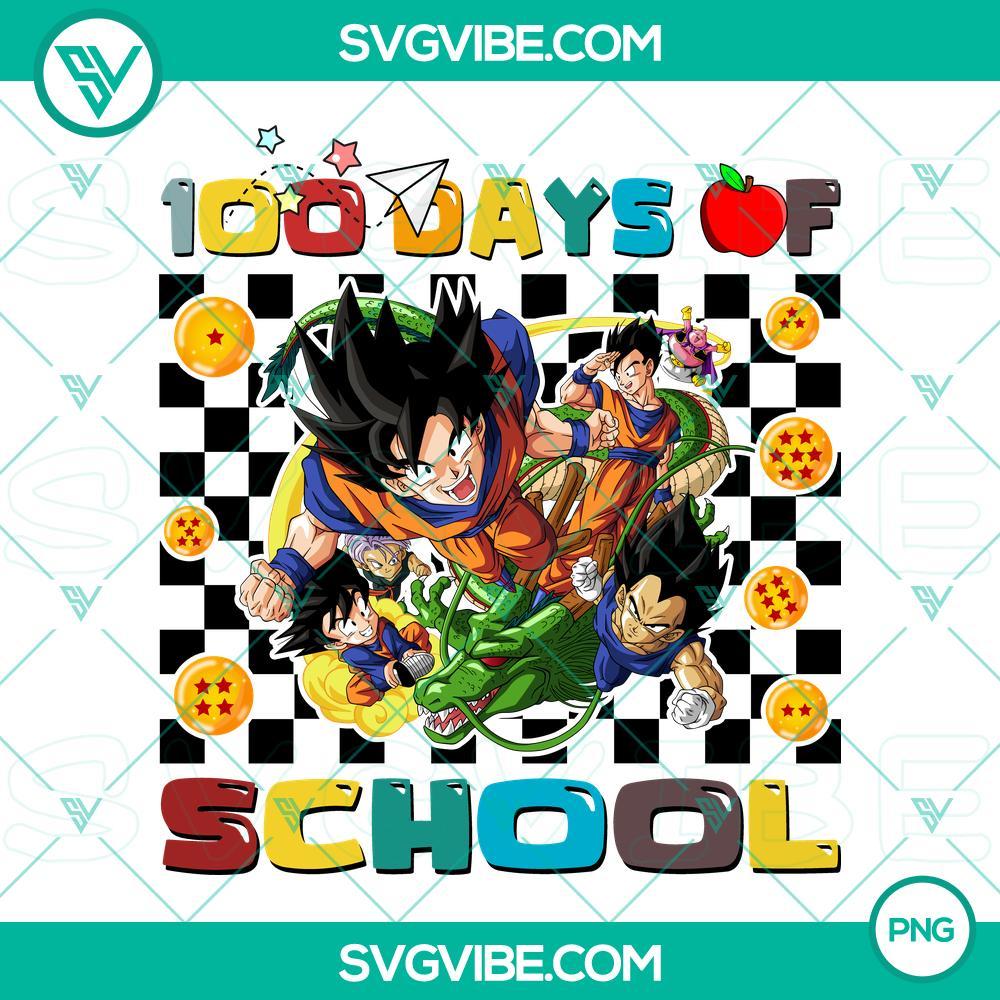 Dragon Ball 100 Days Of School PNG Download Designs For Shirts Dragon Ball 100 days of school PNG design featuring iconic characters for shirt printing, download now.
