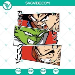 Dragon Ball Z SVG featuring Goku, Krillin, and Piccolo characters. Ideal for crafting and fan merchandise.