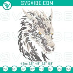 Dragon head embroidery design, mythical dragon embroidery file - intricate and detailed fantasy themed stitching pattern.