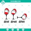 Christmas-themed Drink Drank Drunk SVG design with wine glasses, perfect for holiday crafts. Includes PNG, DXF, EPS cut files.