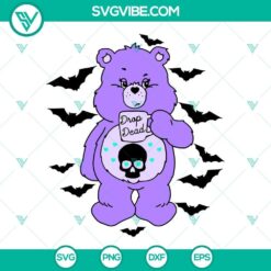 Colorful Drop Dead Care Bear SVG, PNG, DXF, EPS cut files ideal for Cricut machines. Perfect for DIY projects and crafts.