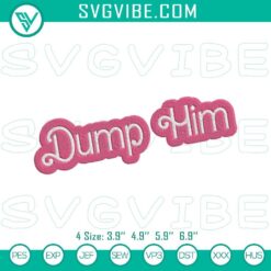 Dump Him Barbie embroidery designs - humorous Barbie pattern with witty phrase, ideal for stitching projects.