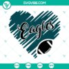 Philadelphia Eagles heart SVG file with NFL team logo, Eagles SVG files in PNG and DXF formats for digital use.