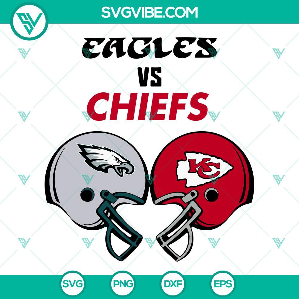 Eagles Vs Chiefs SVG, Football Helmet SVG, Super Bowl LVII 2023 SVG PNG DXF EPS Eagles vs Chiefs football helmet SVG images for Super Bowl LVII 2023, suitable for sports-themed digital projects.