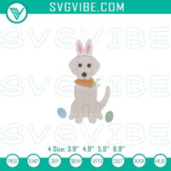 Easter bunny dog and carrot embroidery file for pet, cute pet embroidery pattern for crafts.
