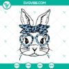 Easter Bunny Leopard Bandana Glasses SVG with Kids Easter theme, Cute design for download.