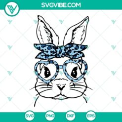 Easter Bunny Leopard Bandana Glasses SVG with Kids Easter theme, Cute design for download.