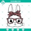 Easter Bunny Leopard Glasses Svg with Happy Easter theme. Bunny ears and leopard print glasses design for Easter projects.