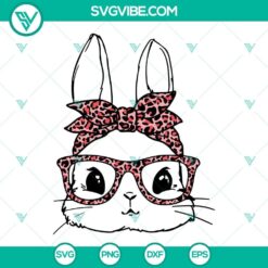 Easter Bunny Leopard Glasses Svg with Happy Easter theme. Bunny ears and leopard print glasses design for Easter projects.