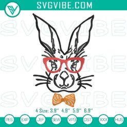 Easter Bunny Red Glasses embroidery file, trendy holiday design for digital projects.