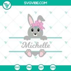 Easter Bunny Split Monogram SVG design with PNG, DXF, EPS files for Cricut. Ideal for Easter crafts and projects.