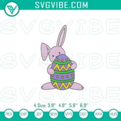 Easter bunny with egg embroidery design for festive holiday, perfect for digital embroidery projects.