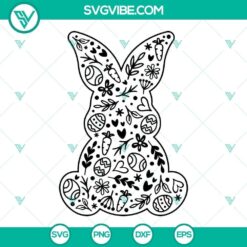Easter Floral Bunny SVG Download with Easter Bunny and Floral Design, perfect for Easter crafts and projects.