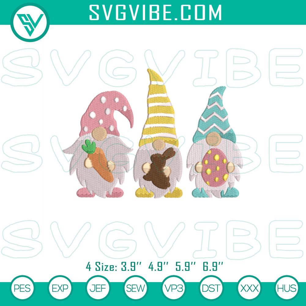 Easter Gnomes Bunny Carrot Embroidery Designs Easter gnomes themed embroidery file with bunny, carrot, and festive design for crafting projects.