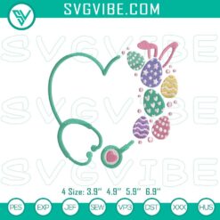 Easter stethoscope nurse embroidery file, perfect for holiday apparel. Nurses holiday embroidery pattern in festive theme.