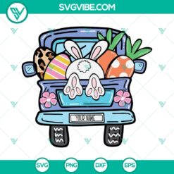 Easter SVG design with Easter truck, Easter bunny, and Happy Easter text, perfect for Easter projects.