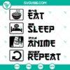 Eat Sleep Anime Repeat SVG files for Cricut, featuring anime and manga themed designs. Great for crafting projects.