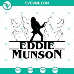 Eddie Munson guitar Metallica themed SVG file bundle including PNG, DXF, and EPS formats for digital crafting.