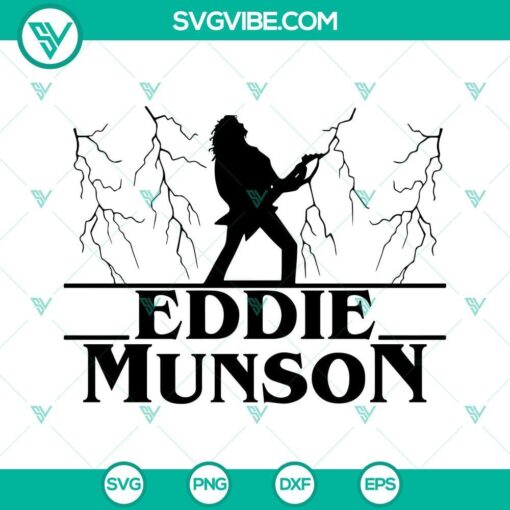Eddie Munson guitar Metallica themed SVG file bundle including PNG, DXF, and EPS formats for digital crafting.