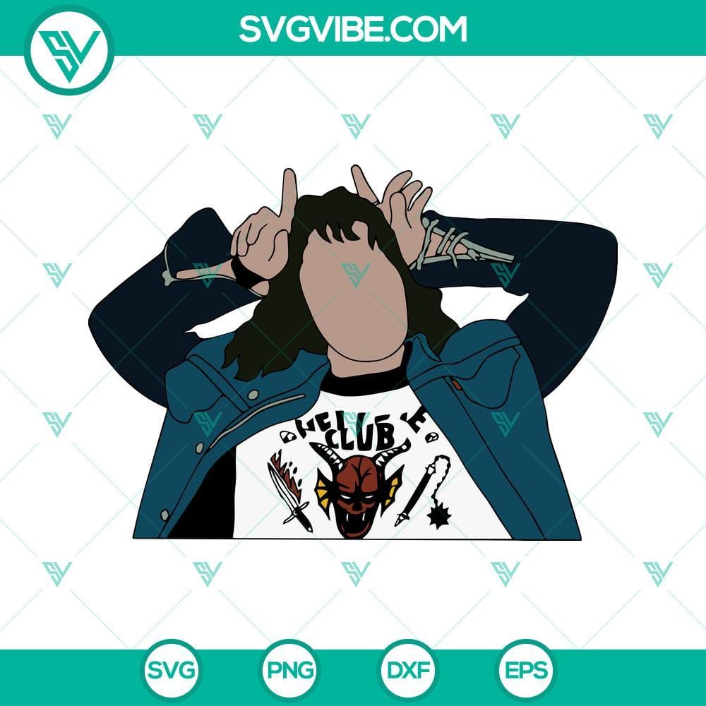 Eddie Munson SVG, Stranger Things 4 SVG PNG DXF EPS Cut Files Eddie Munson SVG File perfect for Stranger Things fans. Includes PNG, DXF, and EPS cut files for crafting.