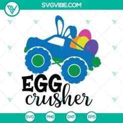 Easter Monster Truck crushing eggs SVG files, ideal for Easter crafts and decorations.