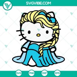 Elsa Hello Kitty and Disney Princess crossover SVG design inspired by Frozen, perfect for crafts and projects.