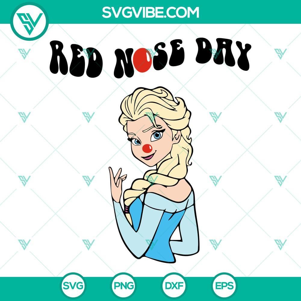 Elsa Red Nose SVG, Disney Princess Red Nose Day SVG PNG DXF EPS For Cricut Elsa Red Nose Disney Princess SVG Download for Red Nose Day, PNG DXF EPS files.