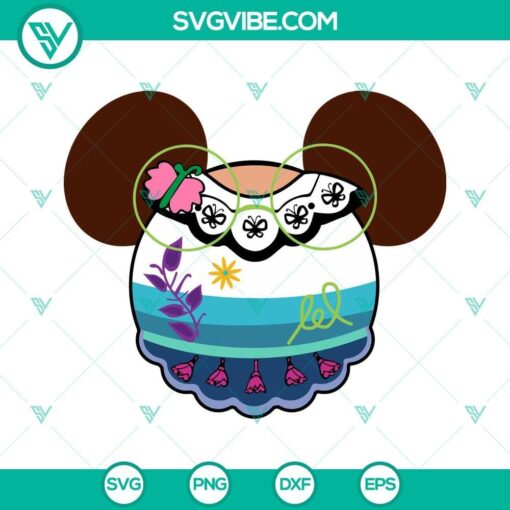 Encanto Mirabel Madrigal mouse ears design SVG PNG DXF EPS Cut Files for crafting projects.