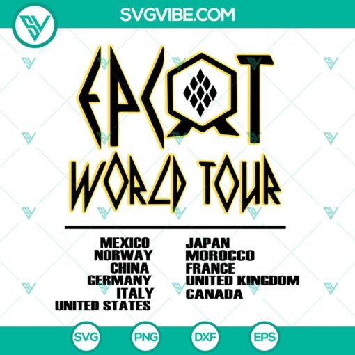 Epcot World Tour 2023 SVGs for Disney vacation, featuring iconic landmarks and designs. Perfect Disney Tour 2023 SVG download.