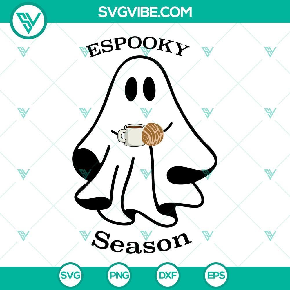 Espooky Season SVG, Spooky Conchas SVG, Halloween Mexican Ghost SVG Espooky Season SVG File featuring Spooky Conchas and Mexican Ghost for Halloween celebration. Trendy Halloween Mexican ghost design.