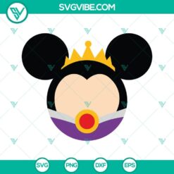 Evil Queen and Disney Mouse Ears SVG bundle for craft projects, includes PNG, DXF, and EPS cut files.