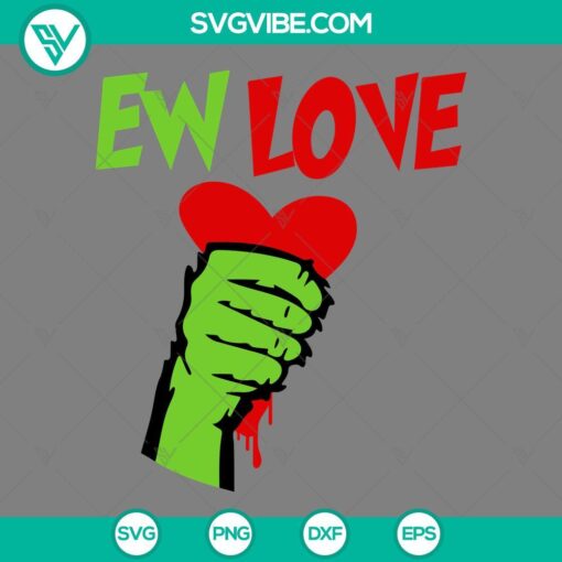 Grinch Valentine hand-shaped SVG file, perfect for Valentine's Day crafts. PNG EPS DXF formats included.