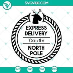 Express Delivery From The North Pole digital cut files for Christmas crafts - SVG, PNG, DXF, EPS images.