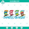 Dr Seuss-themed SVG files featuring Thing 1 and Thing 2 characters, Cat in the Hat design. Perfect for craft projects and digital creations.