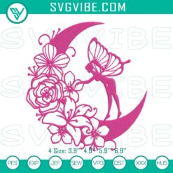 Pink fairy girl machine embroidery file with fairy Barbie designs for crafting projects.