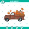 Autumn themed digital SVG files with a fall truck, pumpkins, and leaves for crafting projects.