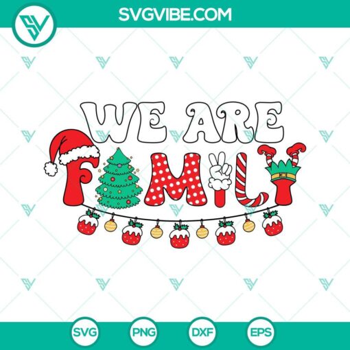 We Are Family Christmas 2023 SVG design bundle with SVG, PNG, DXF, and EPS files for holiday crafting.