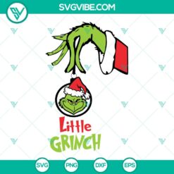 Grinch hand holding ornament SVG bundle for family, holiday crafting projects.
