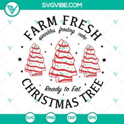Farm Fresh Christmas Tree Cakes SVG images for Christmas cake design download, perfect for holiday crafting projects.
