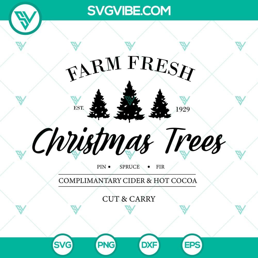 farm-fresh-christmas-trees-svg-farmhouse-merry-christmas-svg-png-dxf-eps-cut-files-1-mockup.jpg Farmhouse-style Merry Christmas SVG and PNG images with Farm Fresh Christmas Trees design for download. Perfect for holiday crafting.