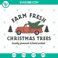 Farm Fresh Christmas Trees SVG design for Cricut, PNG, DXF, EPS cut files download. Ideal for holiday crafts and DIY projects.