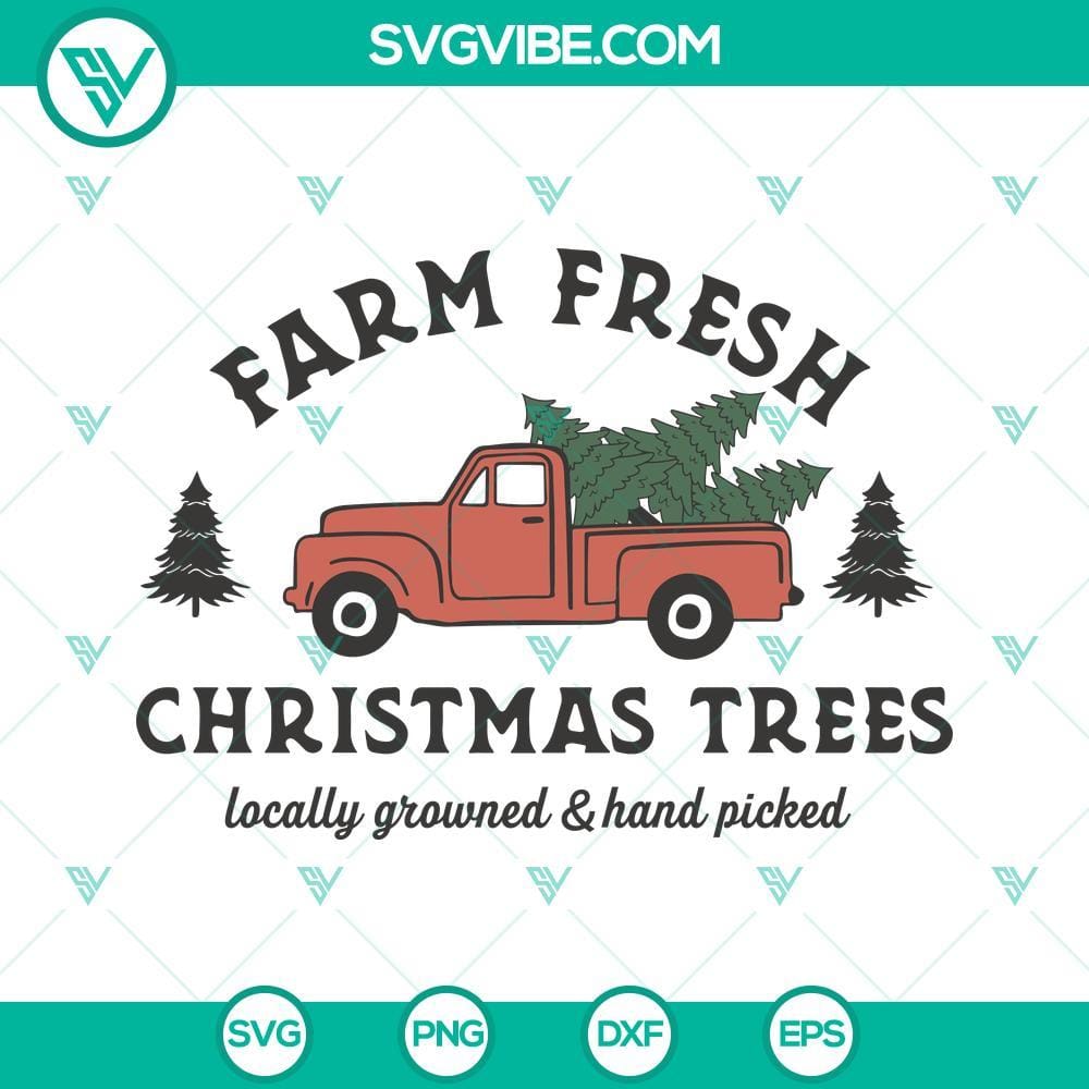 Farm Fresh Christmas Trees SVG PNG DXF EPS Cut Files For Cricut Silhouette Farm Fresh Christmas Trees SVG design for Cricut, PNG, DXF, EPS cut files download. Ideal for holiday crafts and DIY projects.