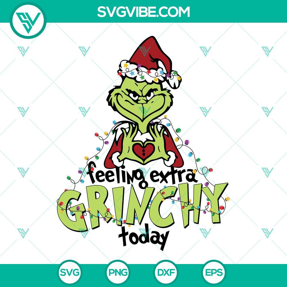Feeling Extra Grinchy Today SVG, Grinch Christmas SVG PNG Files Grinch Christmas SVG design download for a festive and grumpy holiday look, includes PNG files.