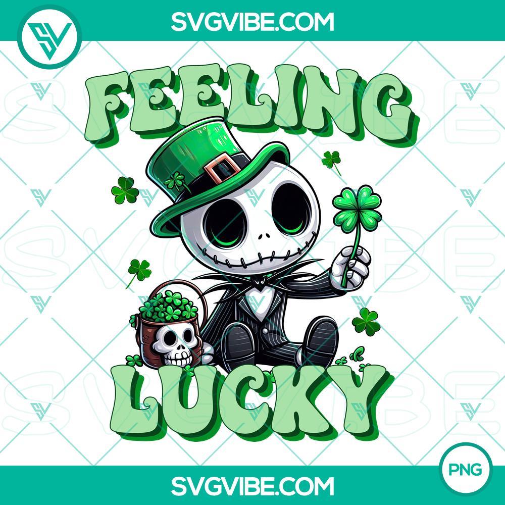 Feeling Lucky Chibi Jack Skeleton PNG Files, Jack Skeleton Shamrock Happy Patrick Day PNG Files Chibi Jack Skeleton St. Patrick's Day PNG files with lucky shamrock. Festive design for digital use.
