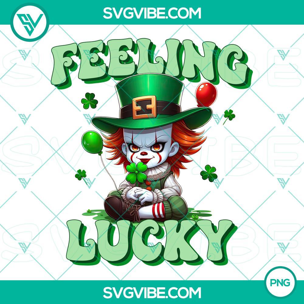 Feeling Lucky Clown Horror Killer PNG Files, Happy St Patrick Day PNG File, Horror Character St Patrick Day PNG Files Clown horror killer and St Patrick's Day horror character PNG files for a spooky and festive design theme.