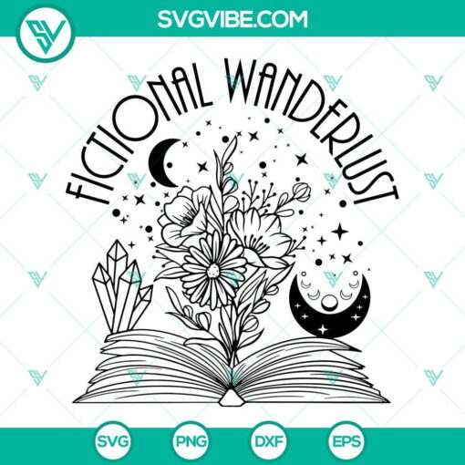Floral book and wanderlust themed SVG & PNG files for book lovers, in DXF format.
