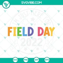 Field Day 2022 SVG with playful design for school event, featuring sports icons and "Fun Day" text. Perfect for creating vibrant decorations.