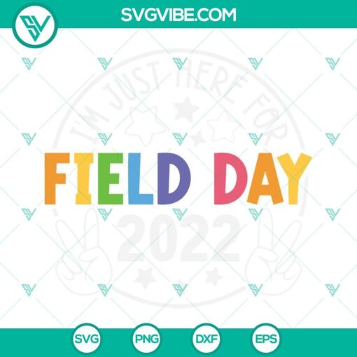 Field Day 2022 SVG with playful design for school event, featuring sports icons and "Fun Day" text. Perfect for creating vibrant decorations.