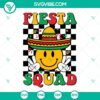 Fiesta Squad Smiley Face and Sombrero Hat retro checkered SVG images for festive designs. Vibrant and fun Mexican-themed graphics.